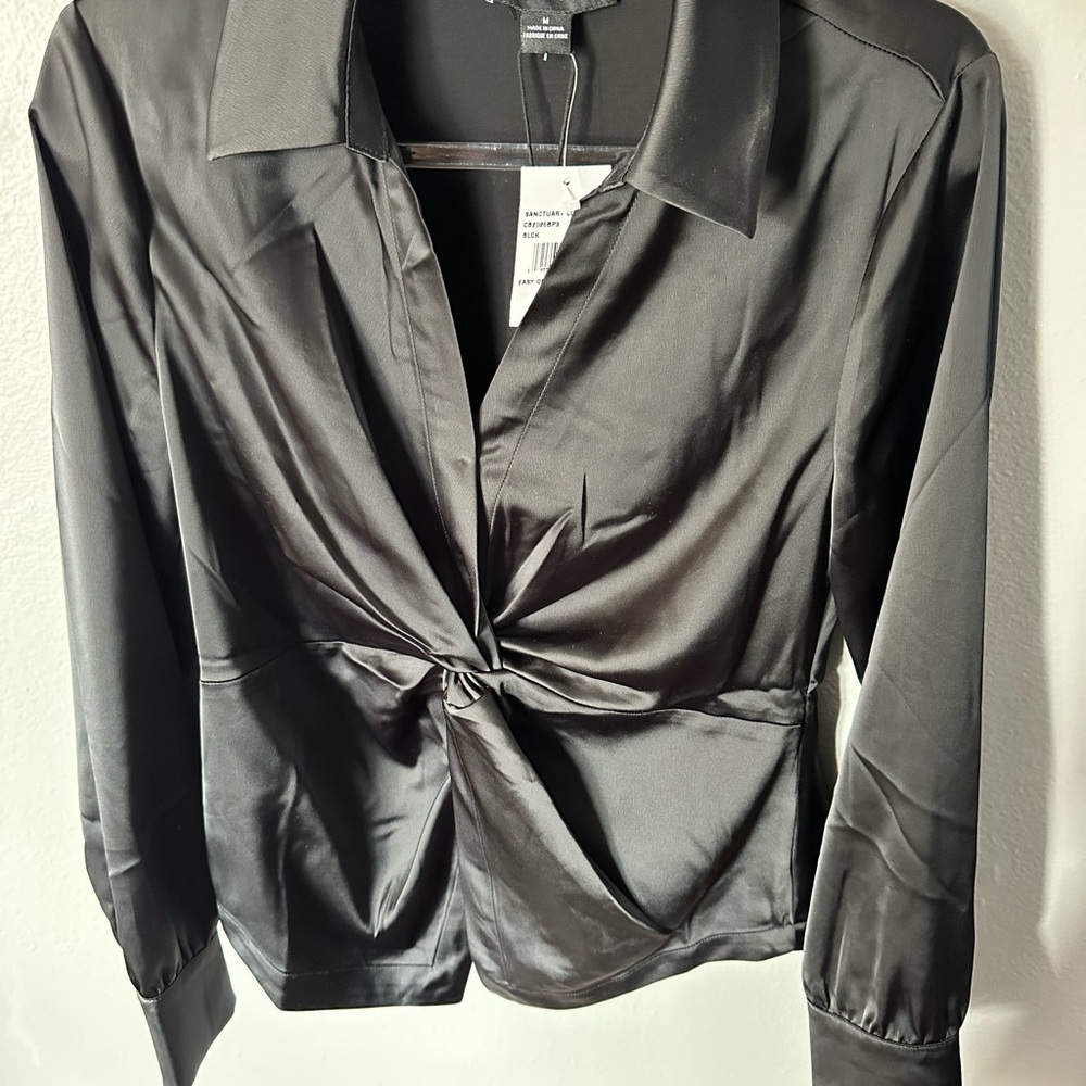 Sanctuary Black Satin Blouse